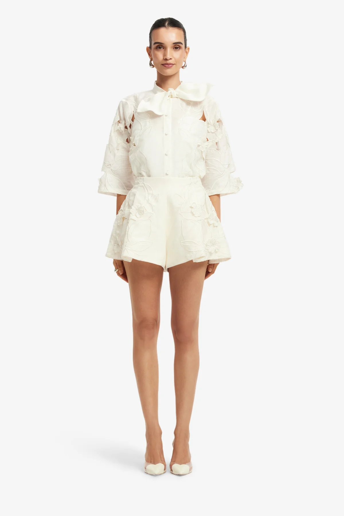 Abby Appliqué Shorts - Snow - Image 2