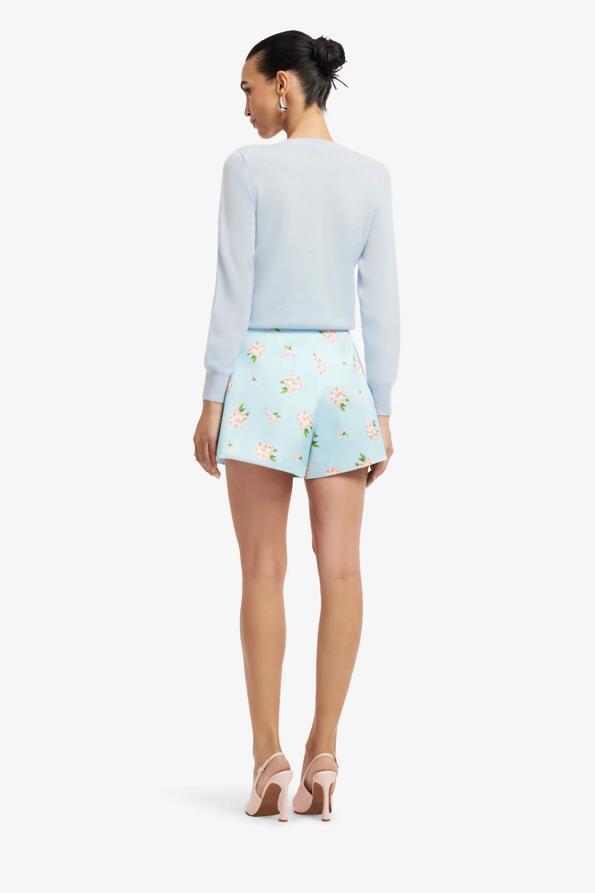 Abby Shorts - Ditsy Floral Print in Blue - Image 5