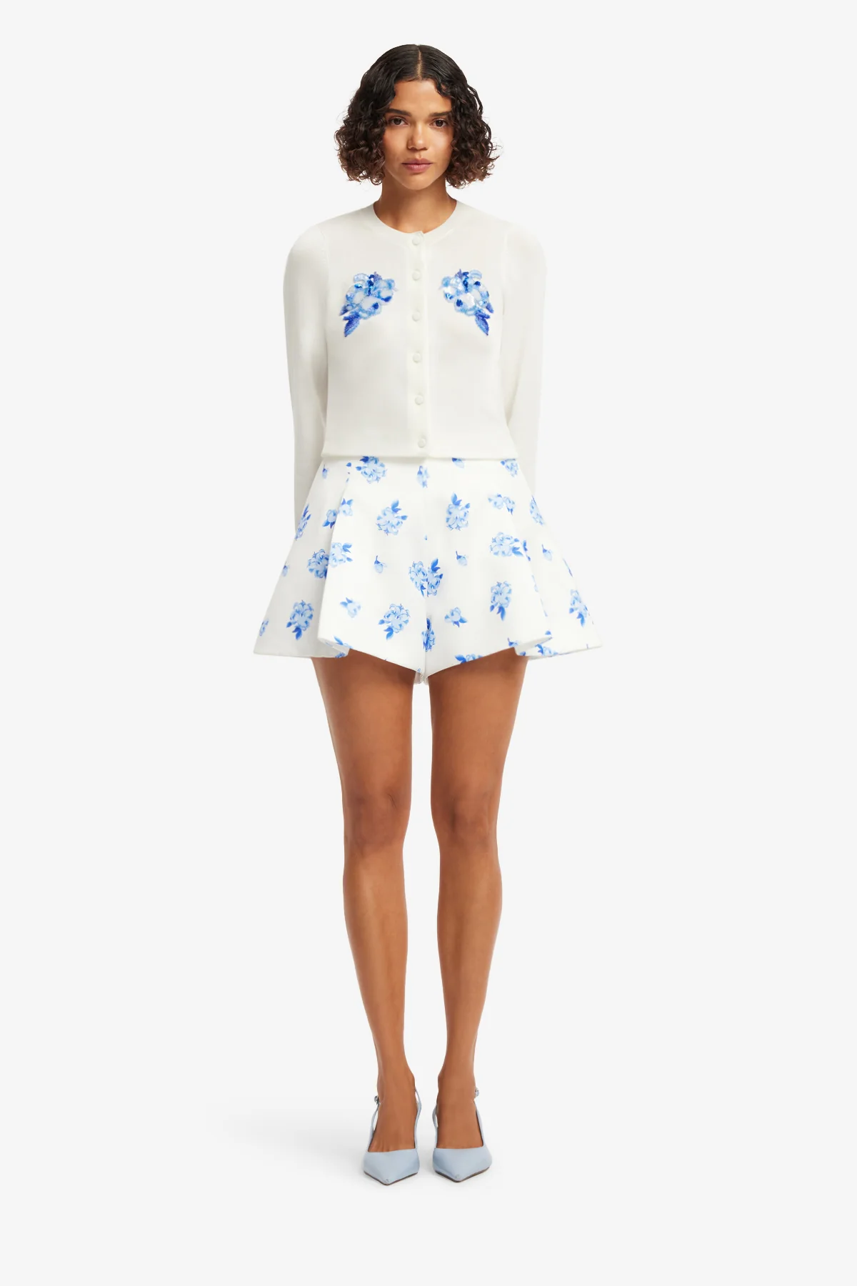 Abby Shorts - Ditsy Floral Print in Snow - Image 2