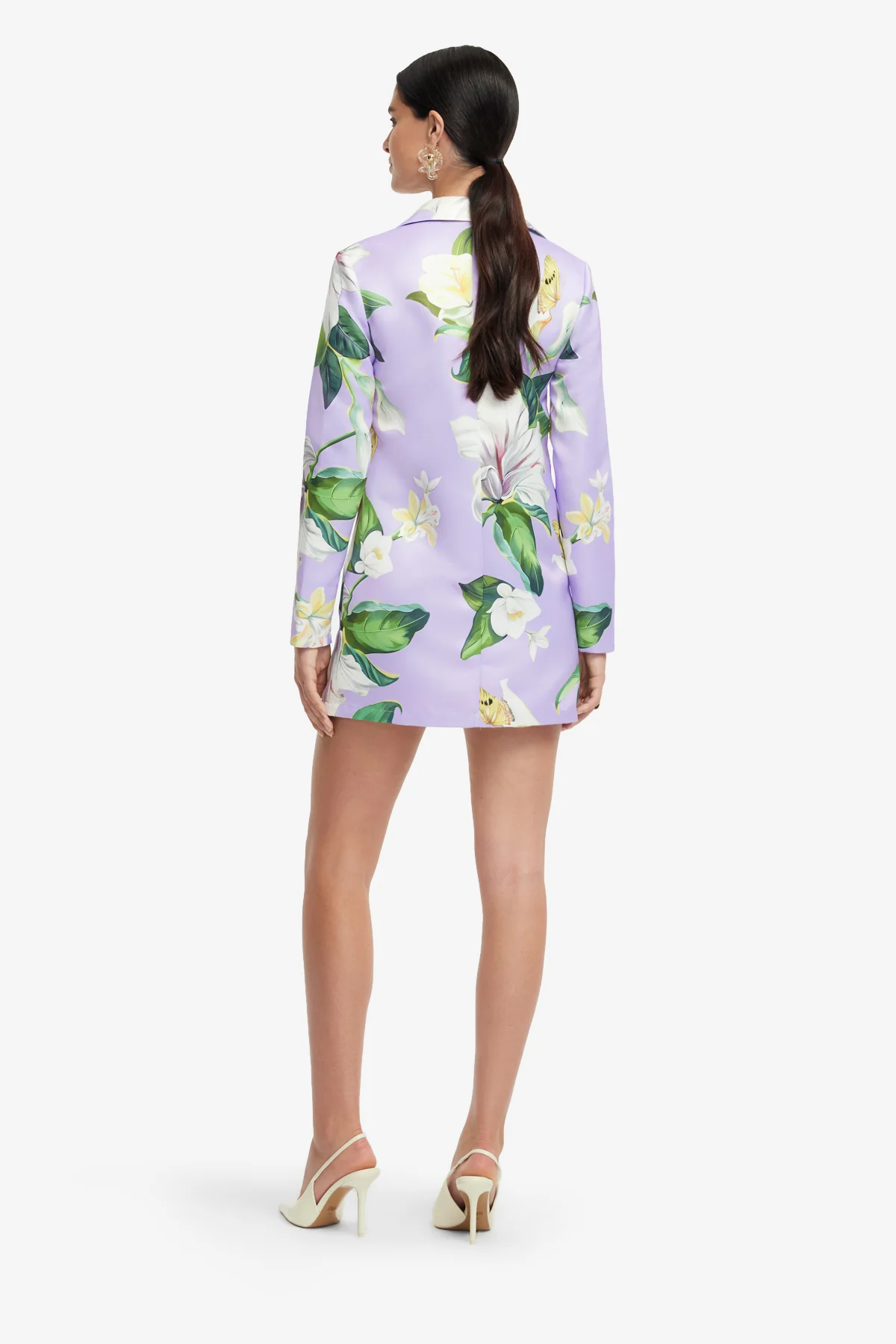 Acacia Shirt Mini Dress - Lily Blossom Print in Lilac - Image 5