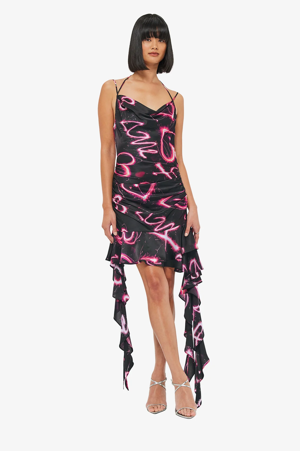 Alba Mini Dress - Neon Heart Print - Image 3