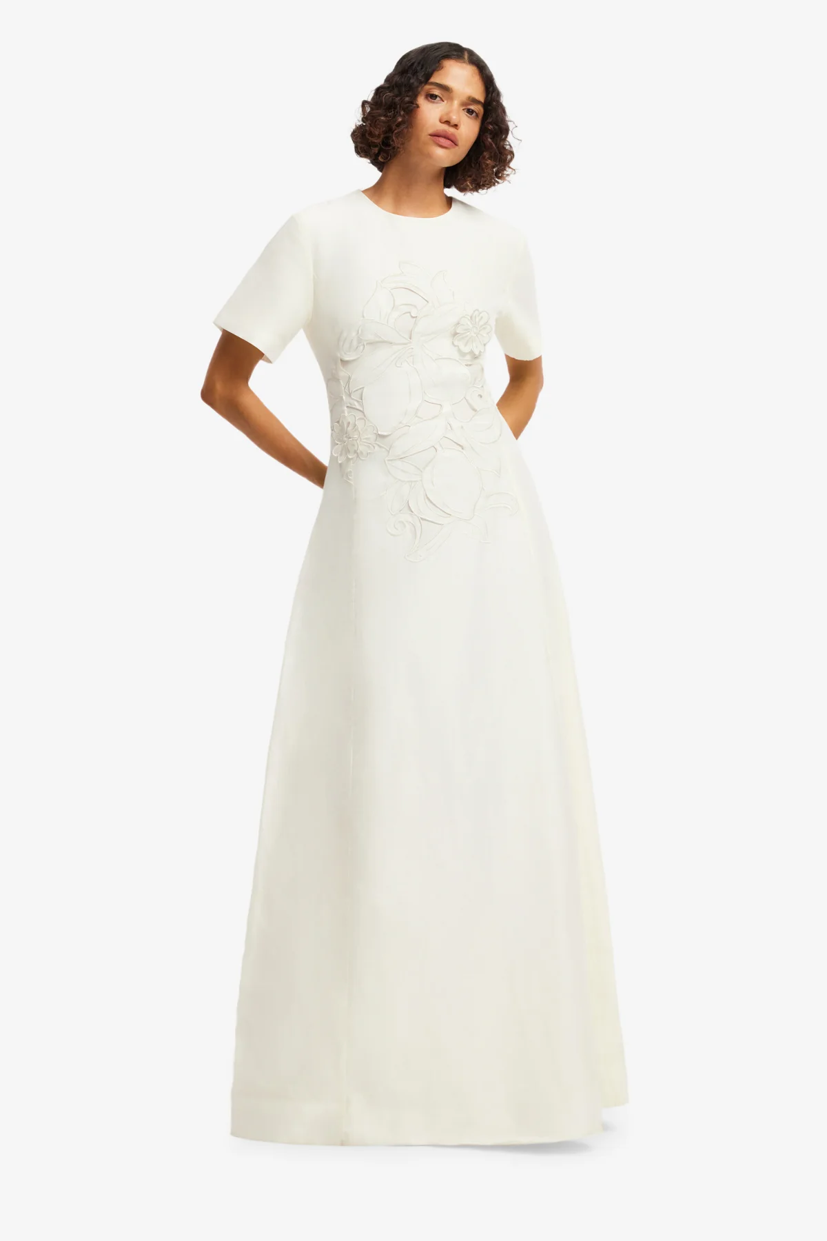 Alice Appliqué Short Sleeve Maxi Dress - Snow - Image 3