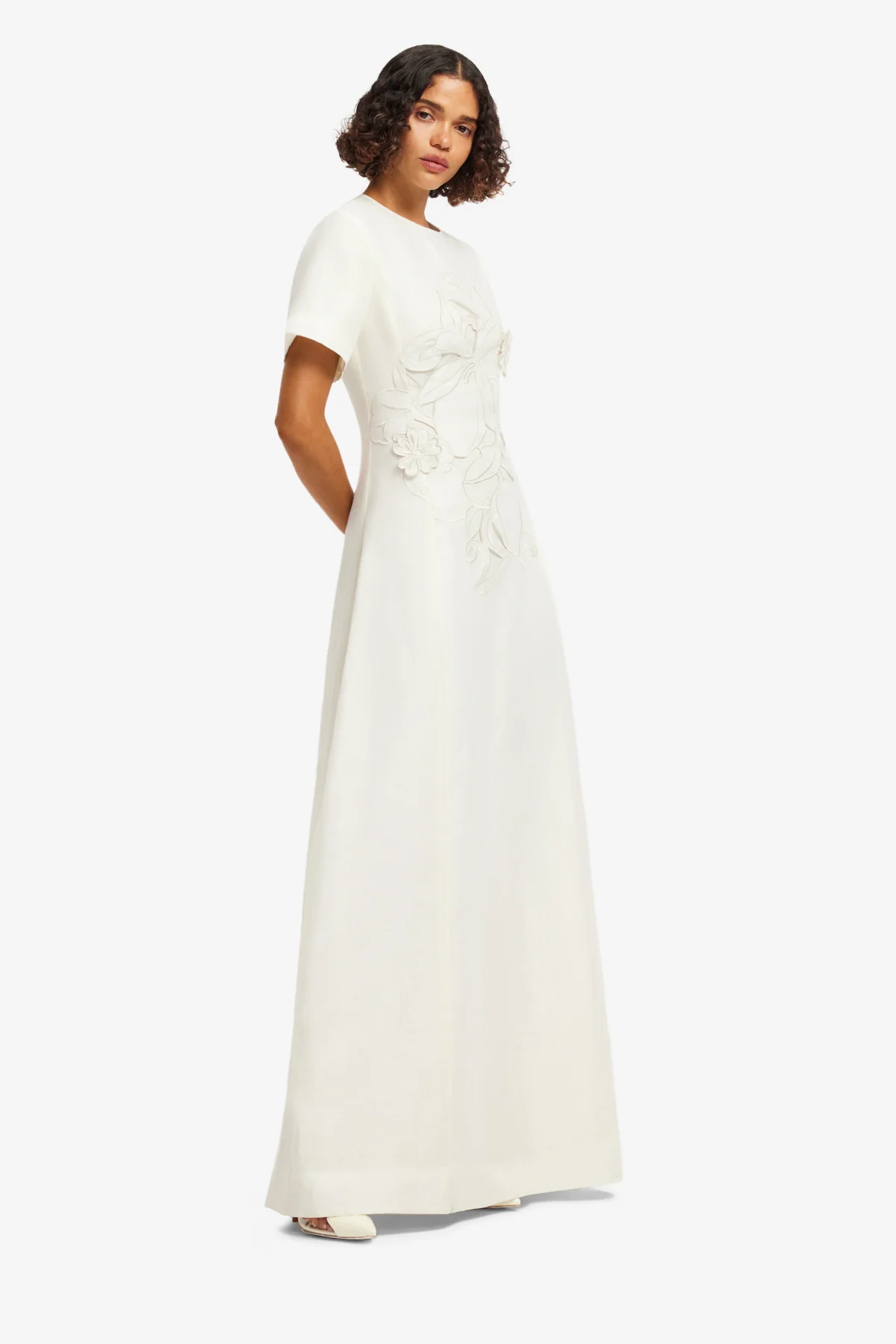 Alice Appliqué Short Sleeve Maxi Dress - Snow - Image 4