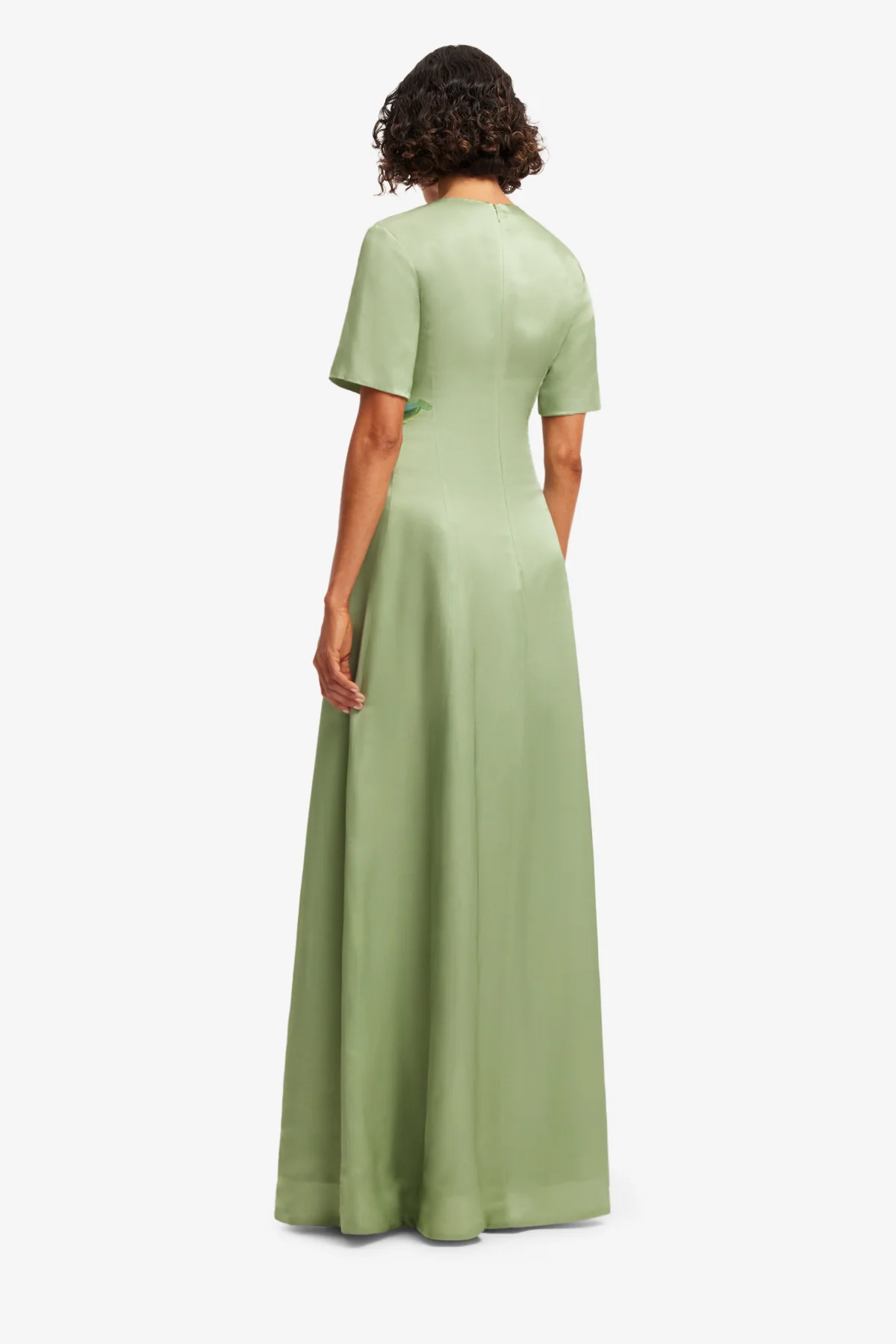 Alice Short Sleeve Maxi Dress - Tulip Print in Green - Image 5