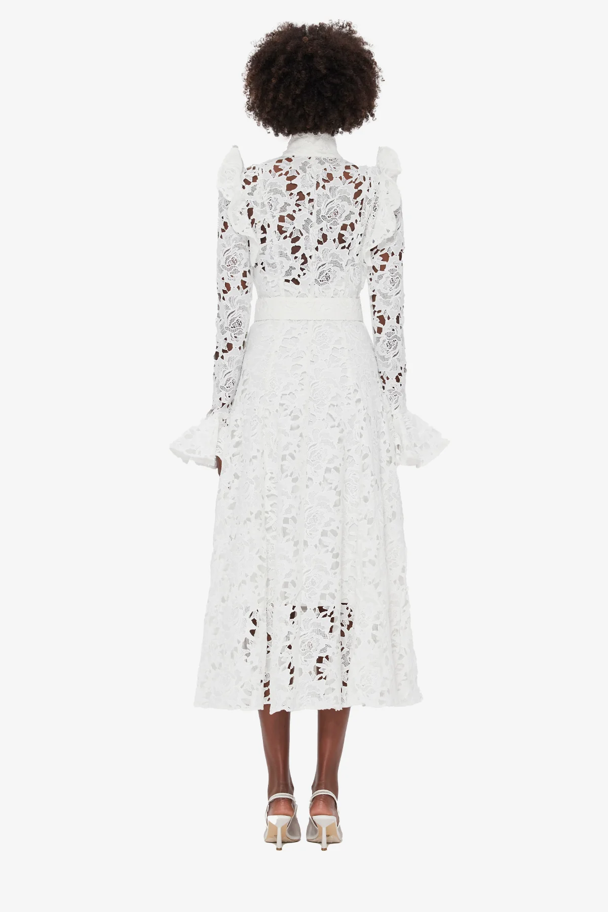 Aliyah Lace Butterfly Sleeve Midi Dress - Snow - Image 5