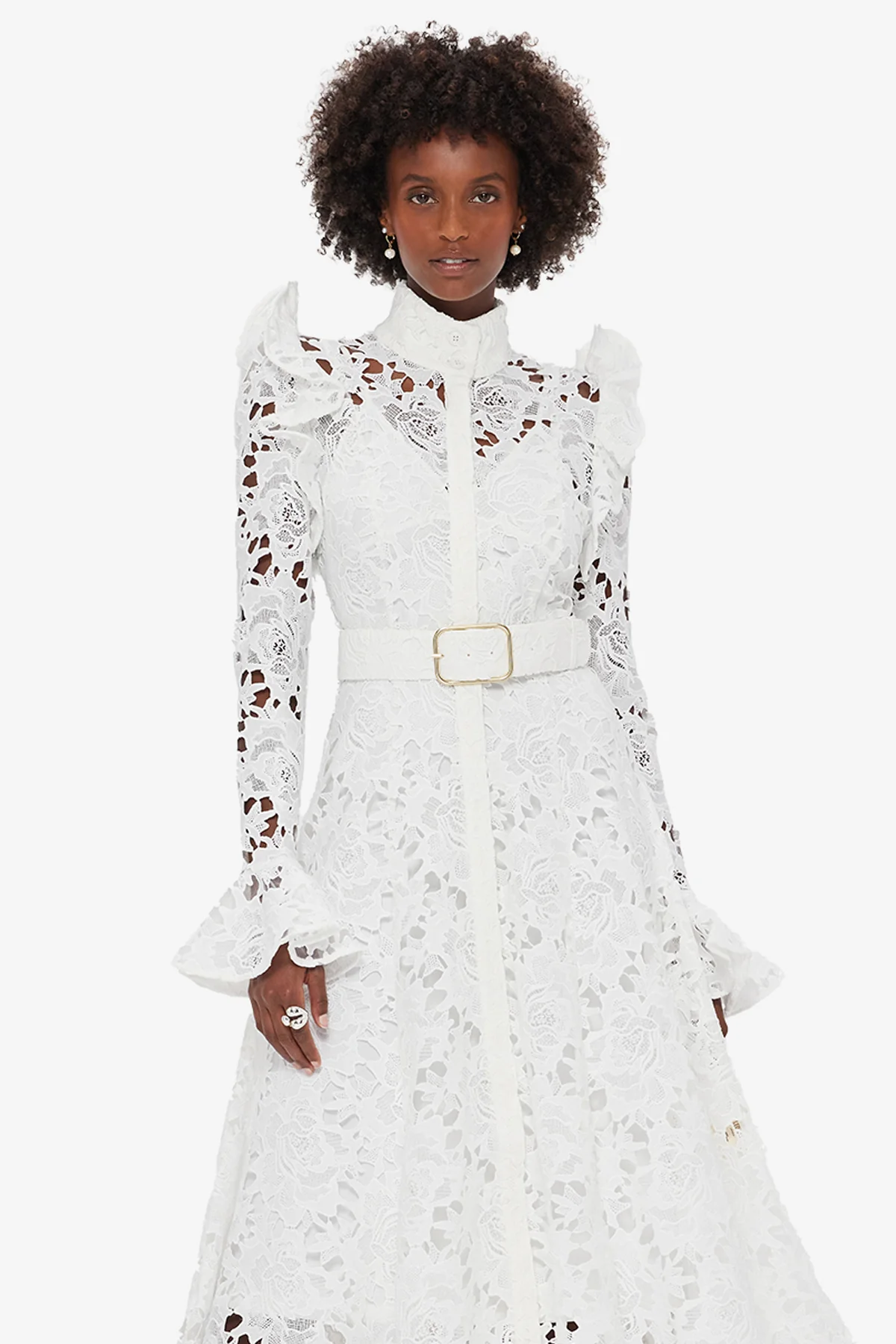 Aliyah Lace Butterfly Sleeve Midi Dress - Snow - Image 6