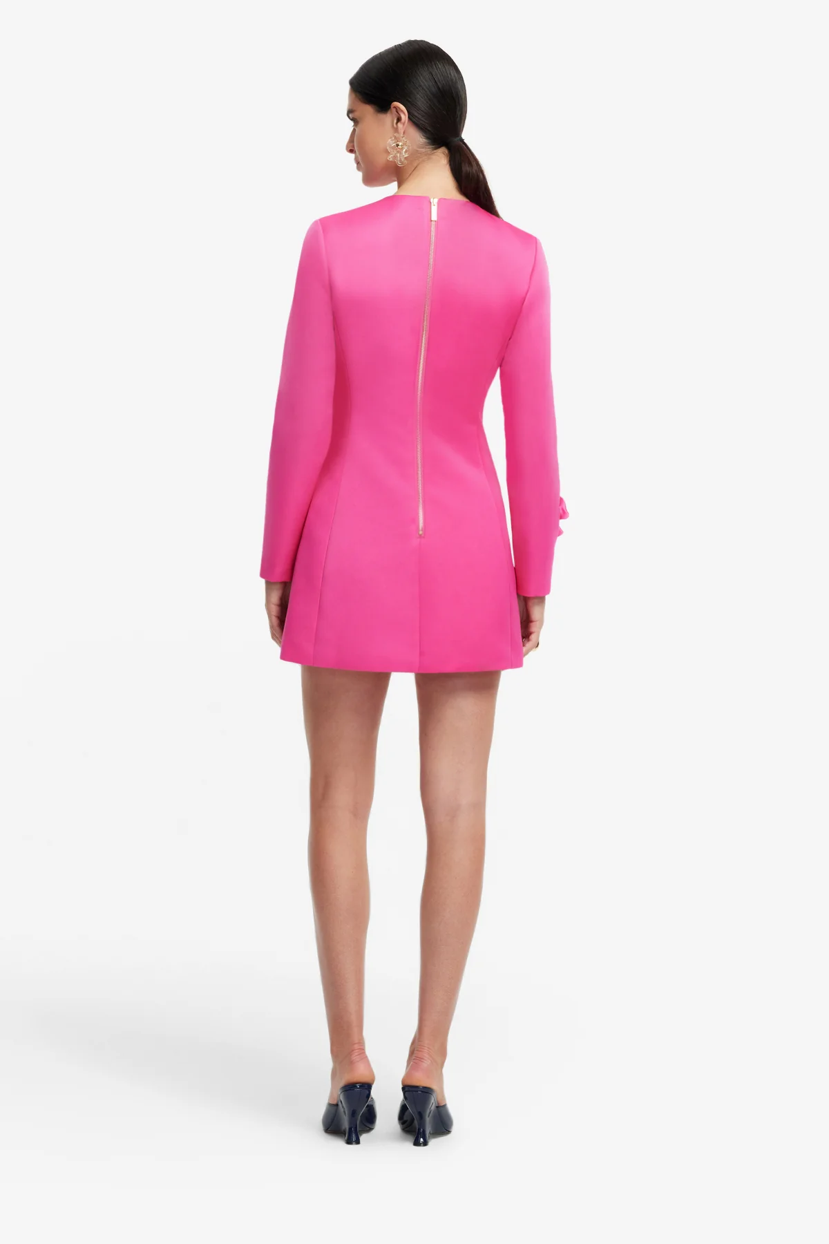 Aliza Long Sleeve Petal Mini Dress - Hot Pink - Image 5