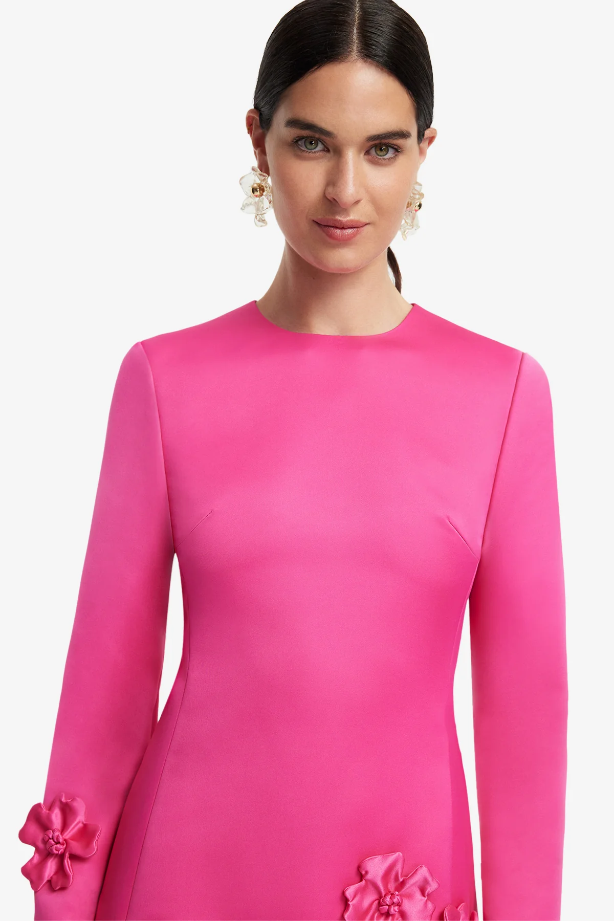 Aliza Long Sleeve Petal Mini Dress - Hot Pink - Image 6