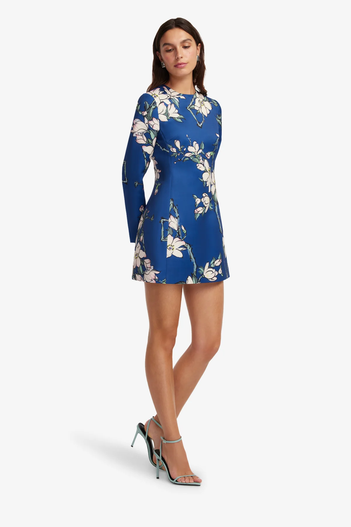 Aliza Long Sleeve Petal Mini Dress - Midnight Magnolia Print - Image 4