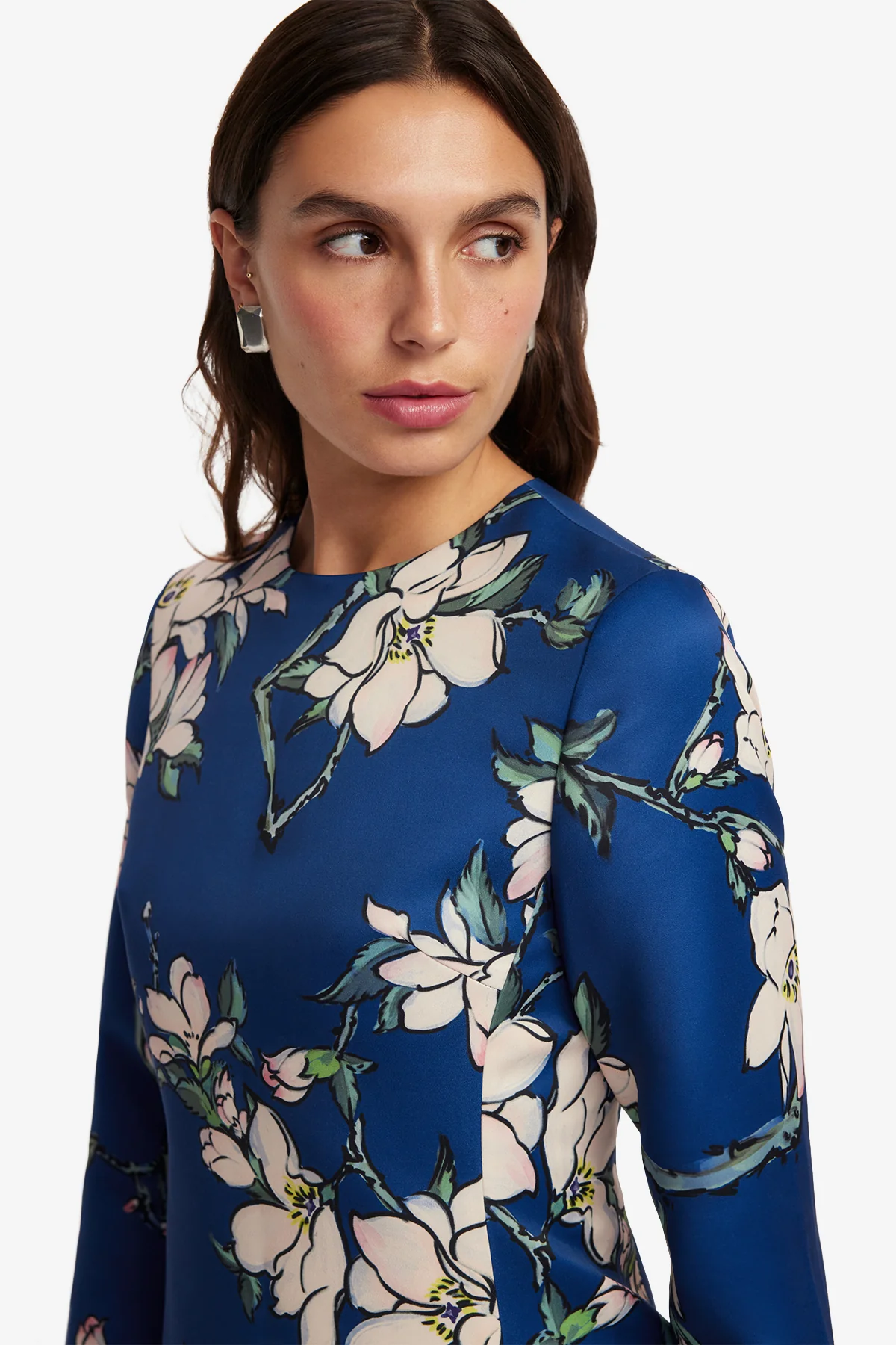 Aliza Long Sleeve Petal Mini Dress - Midnight Magnolia Print - Image 6