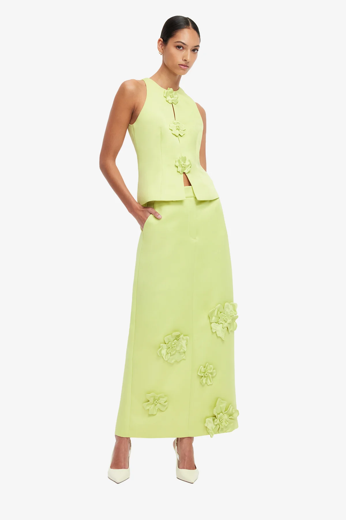 Amelia Petal Top - Chartreuse - Image 3