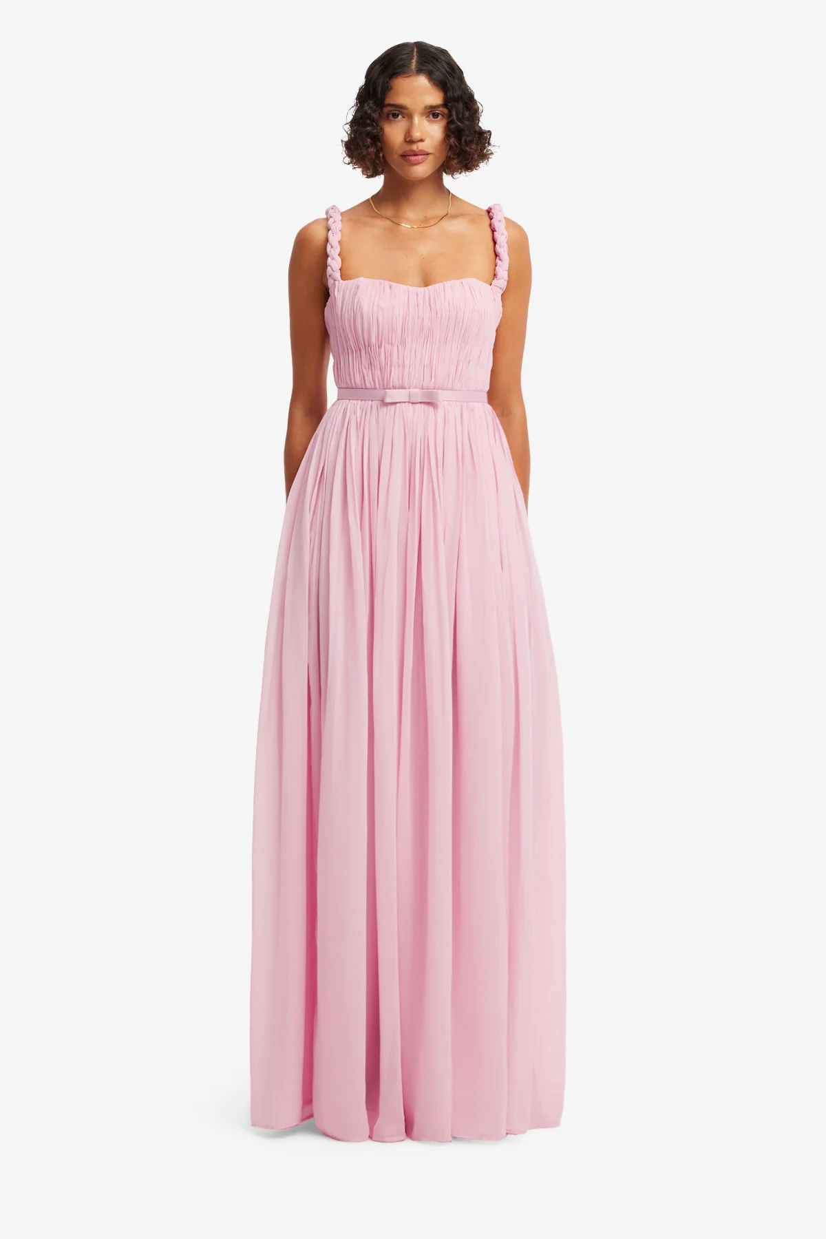 Angelina Ruffled Floor Length Dress - Pastel Pink - Image 2