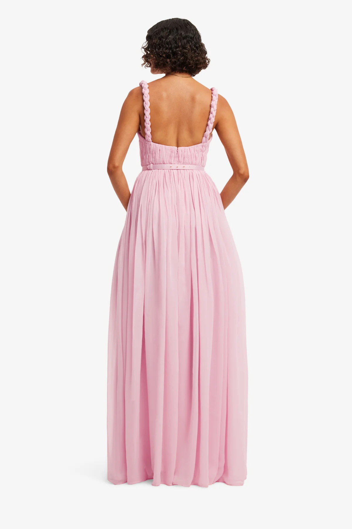 Angelina Ruffled Floor Length Dress - Pastel Pink - Image 5