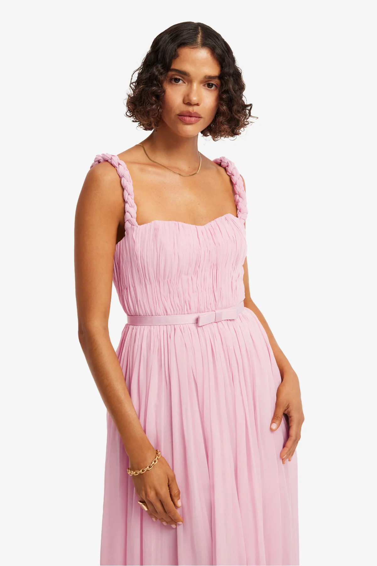 Angelina Ruffled Floor Length Dress - Pastel Pink - Image 6