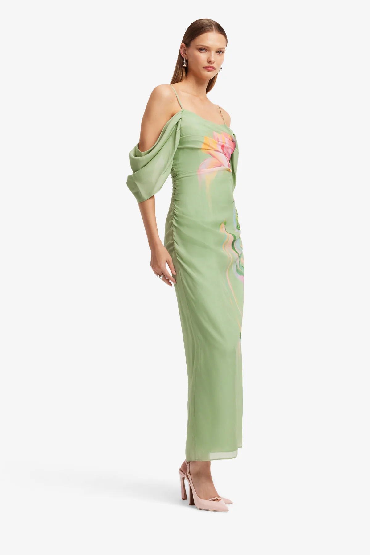 Angeline Maxi Dress - Tulip Print in Green - Image 4