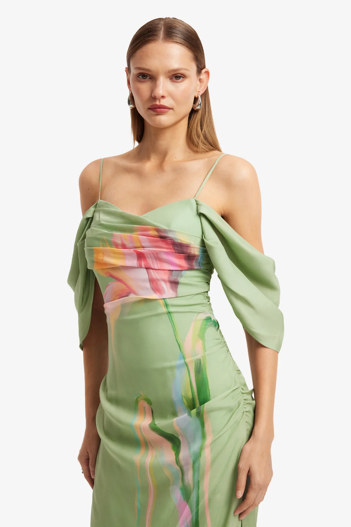 Angeline Maxi Dress - Tulip Print in Green - Image 6