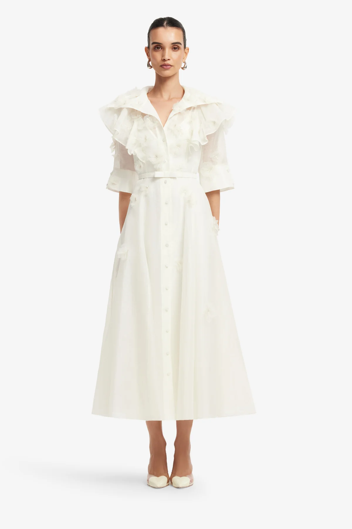 Anya Petal Midi Dress - Snow - Image 2