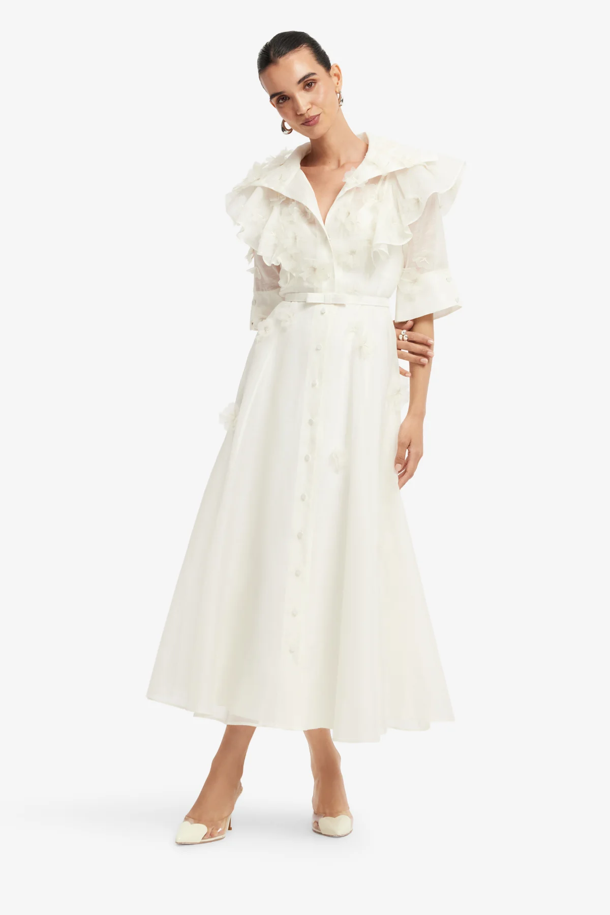 Anya Petal Midi Dress - Snow - Image 3
