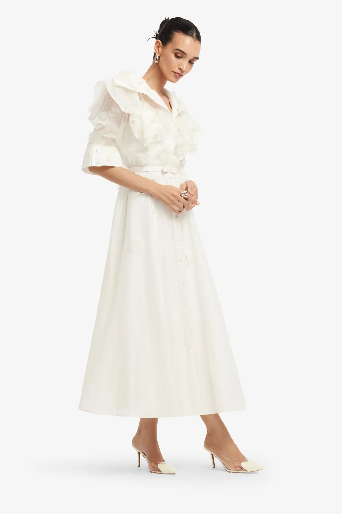 Anya Petal Midi Dress - Snow - Image 4