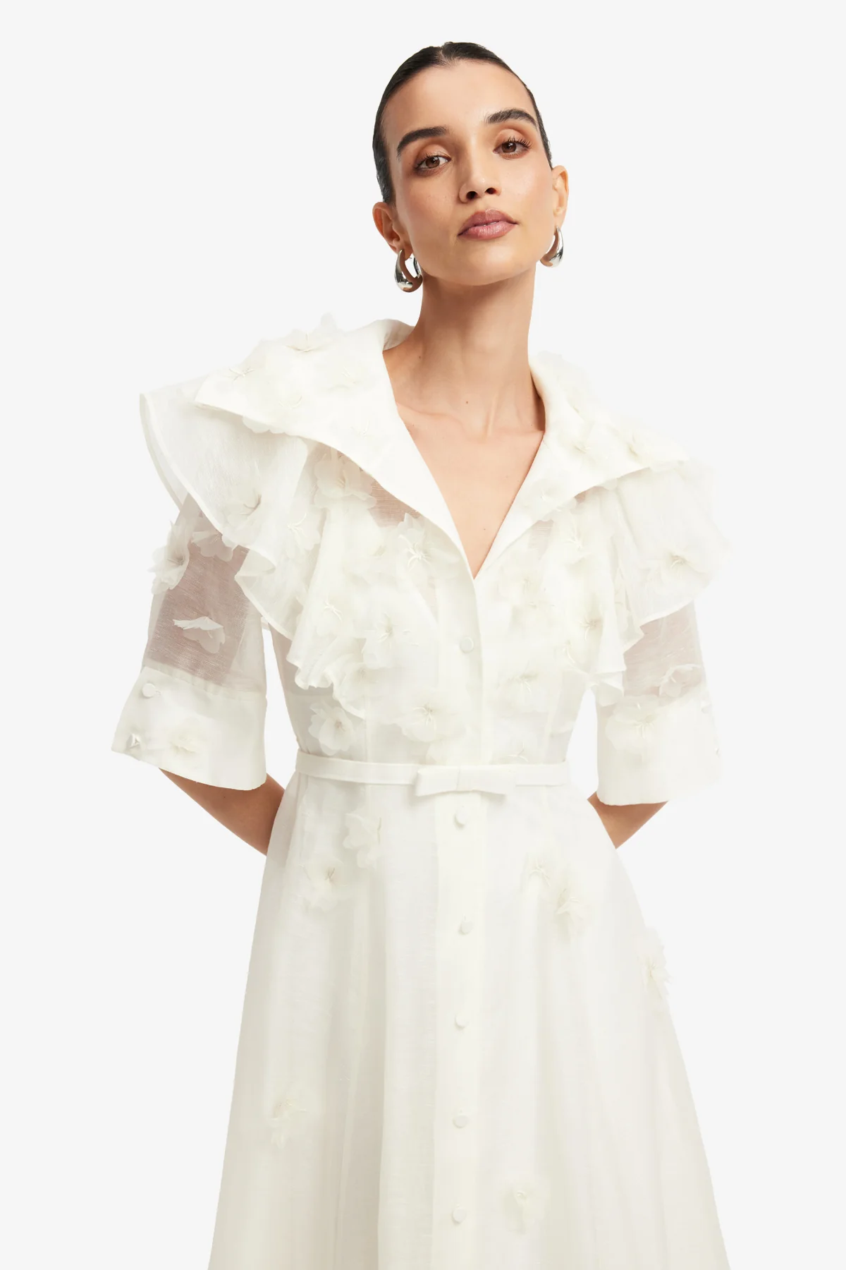 Anya Petal Midi Dress - Snow - Image 6