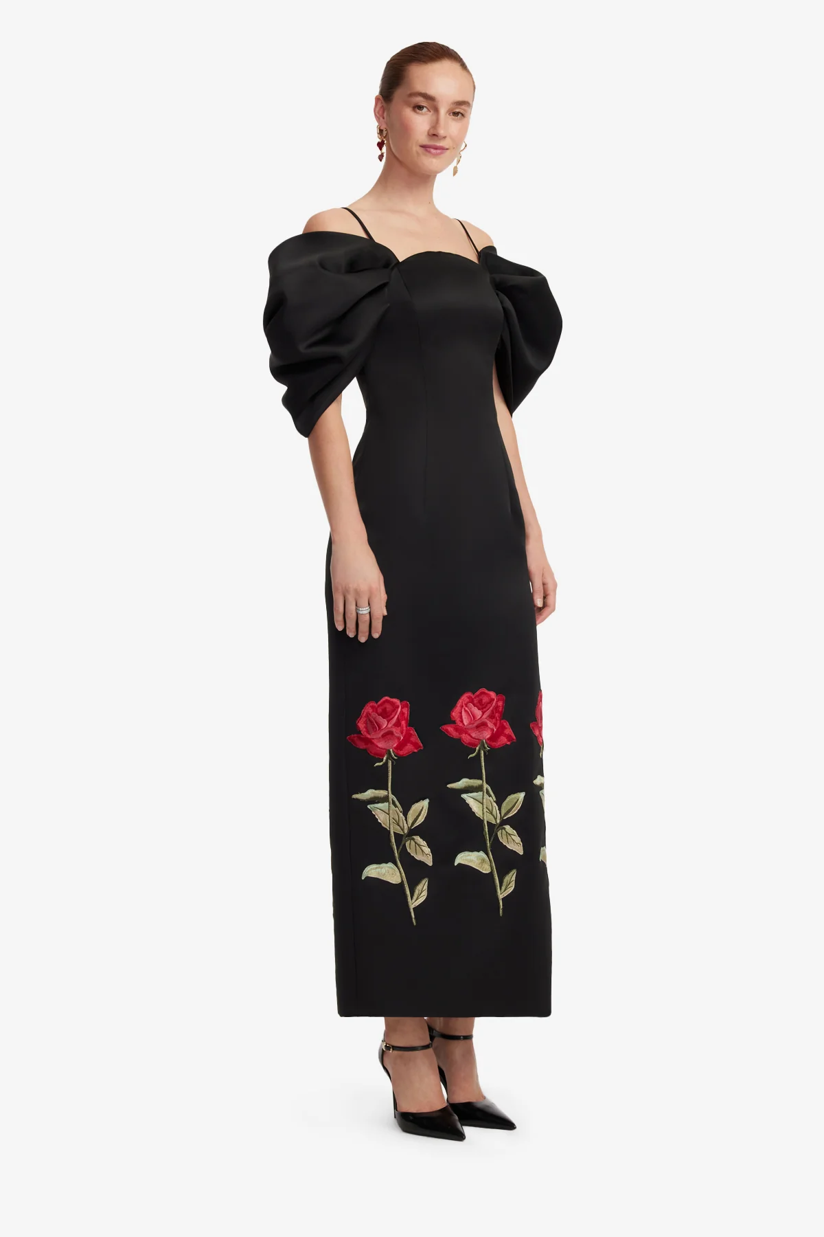 Arabella Embroidered Maxi Dress - Ebony - Image 4