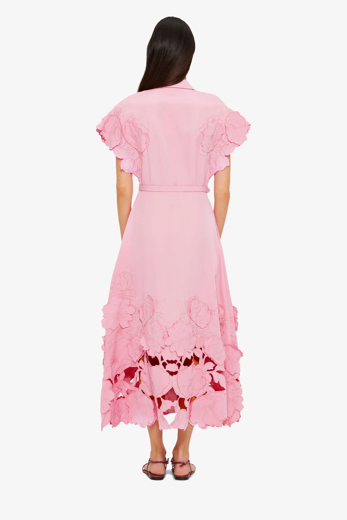 Aubrey Appliqué Shirt Midi Dress - Flamingo - Image 5