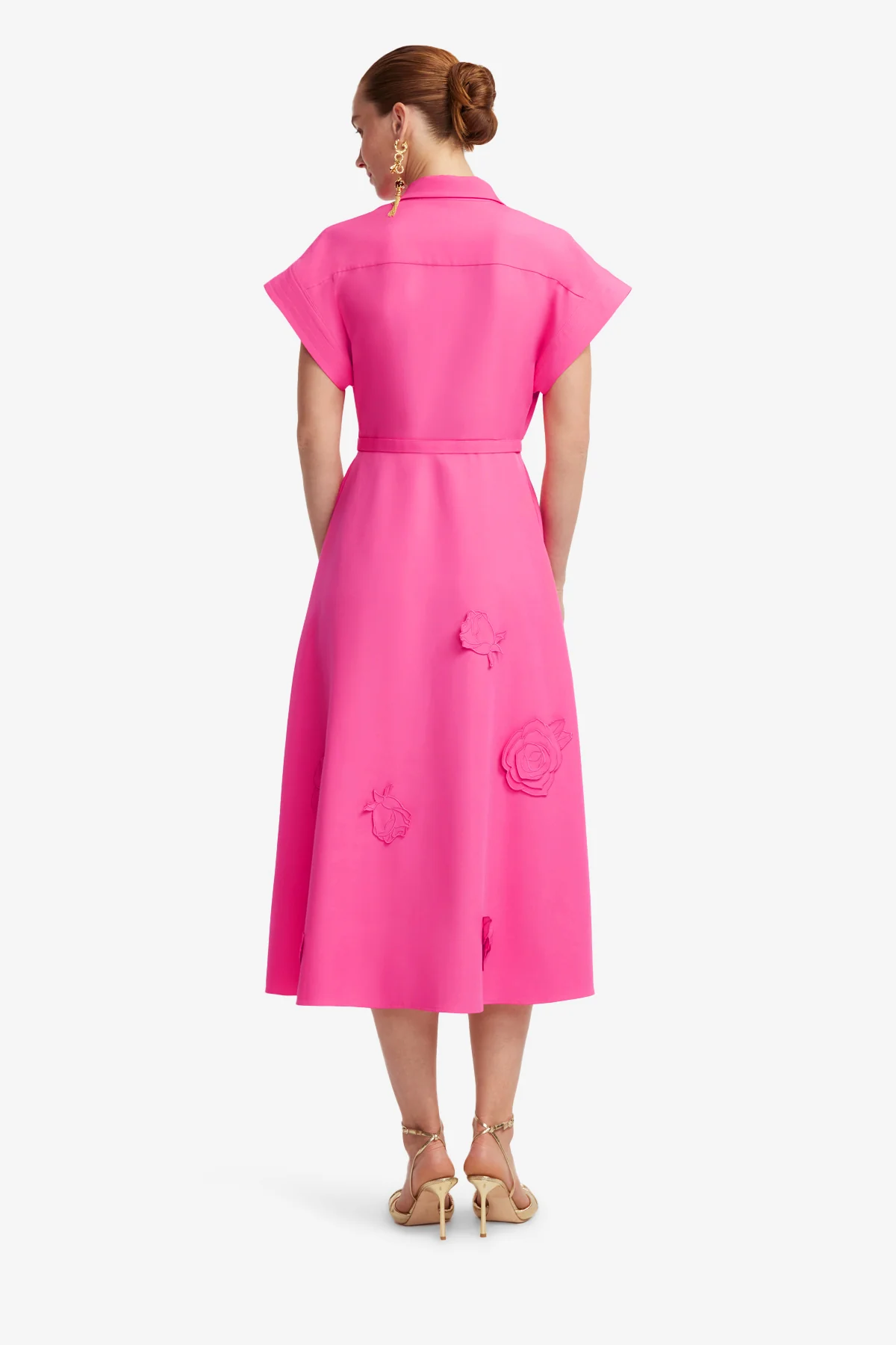 Aubrey Appliqué Shirt Midi Dress - Fuchsia - Image 5