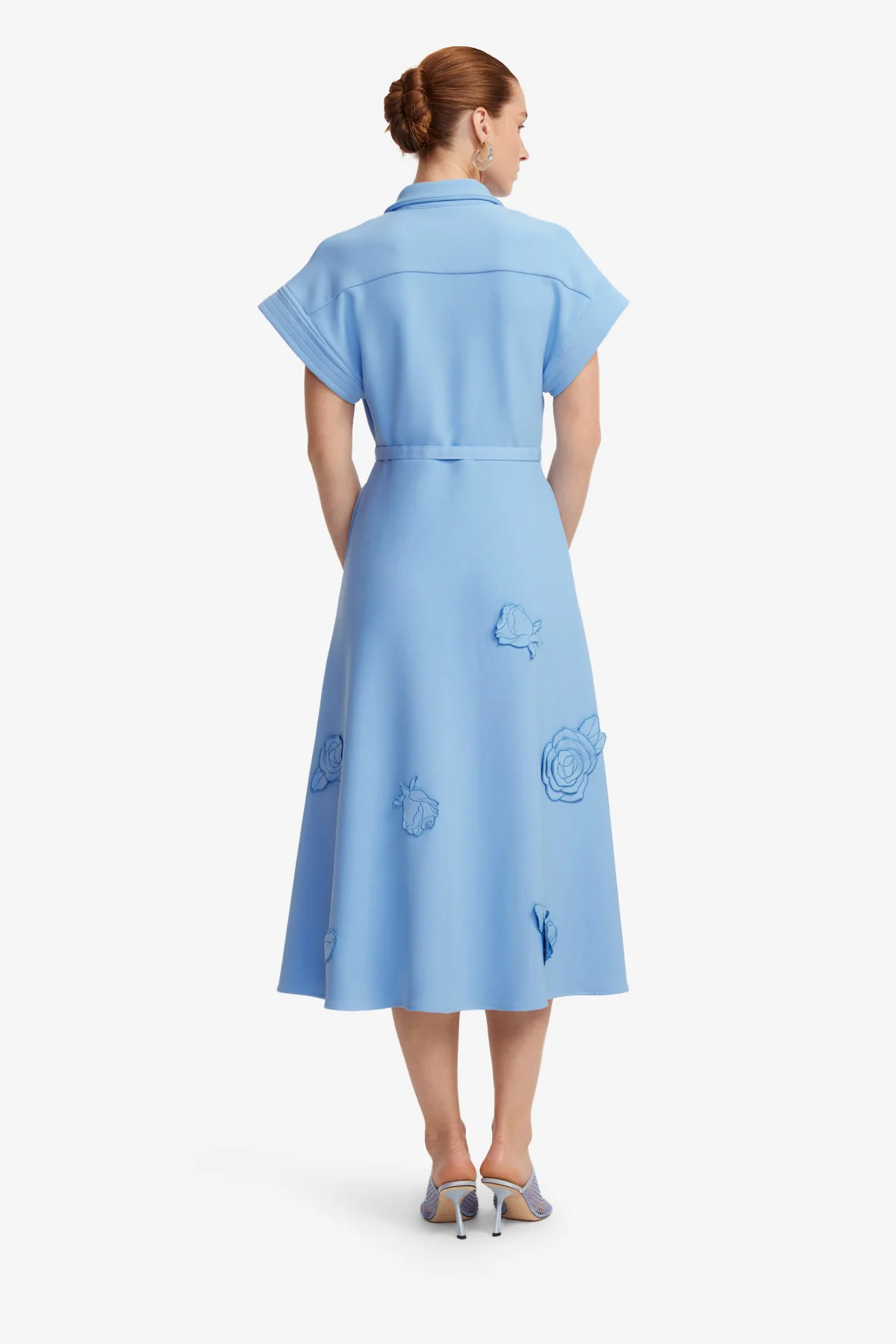 Aubrey Appliqué Shirt Midi Dress - Pastel Blue - Image 5