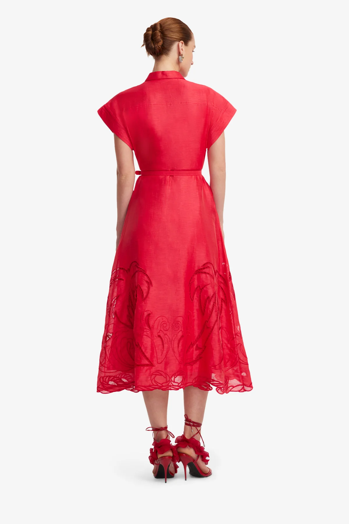 Aubrey Palm Shirt Midi Dress - Scarlet - Image 5
