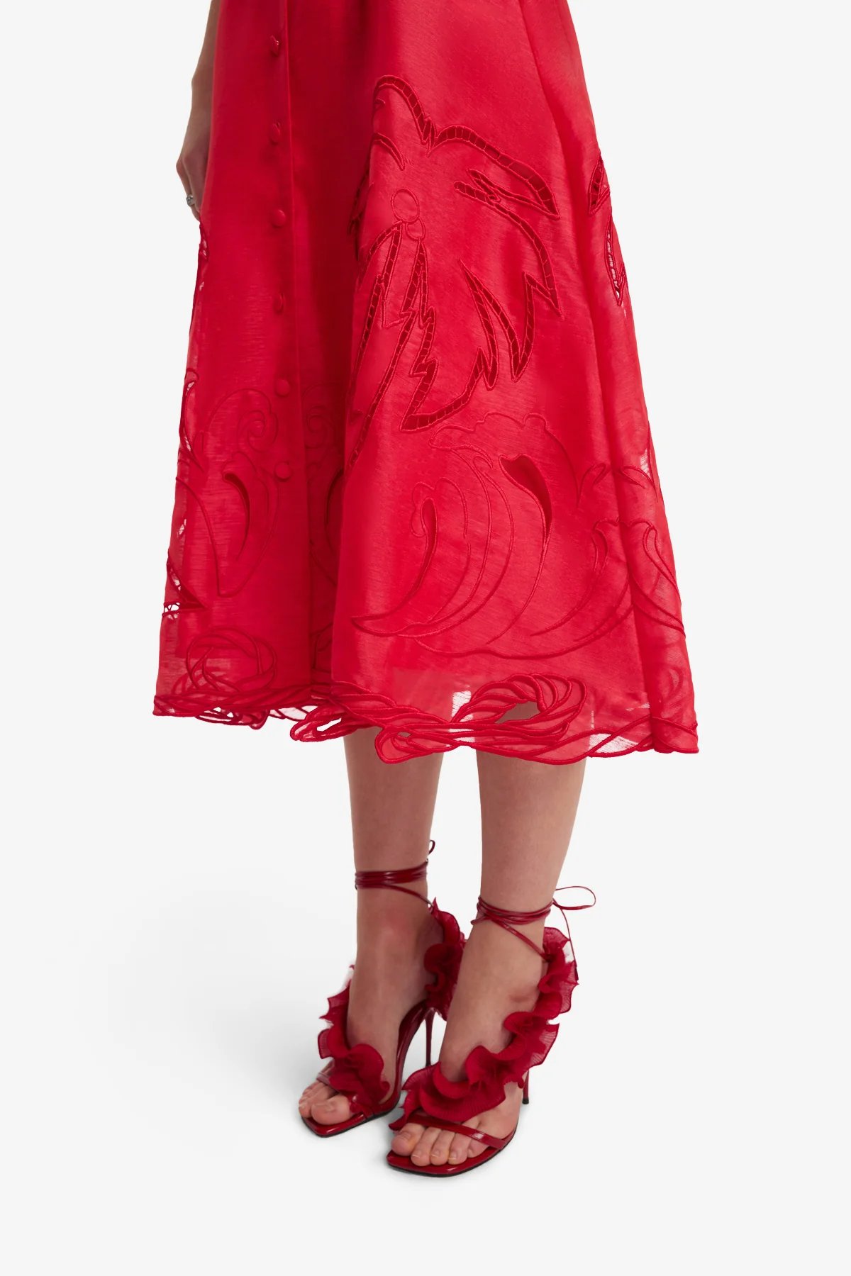 Aubrey Palm Shirt Midi Dress - Scarlet - Image 6