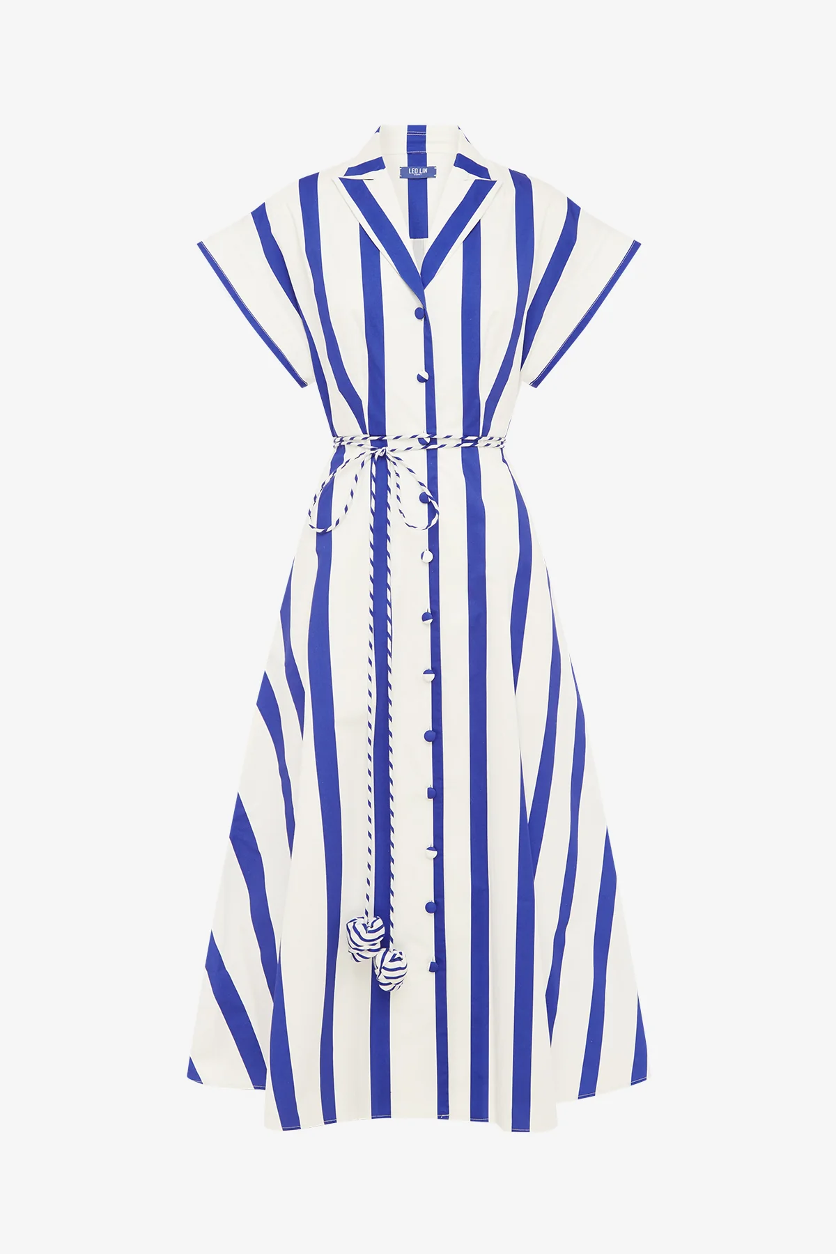Aubrey Striped Shirt Midi Dress - Navy