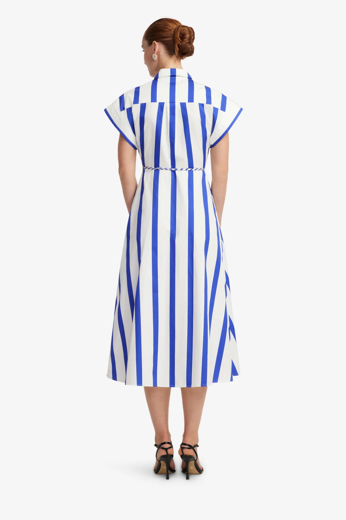 Aubrey Striped Shirt Midi Dress - Navy - Image 5