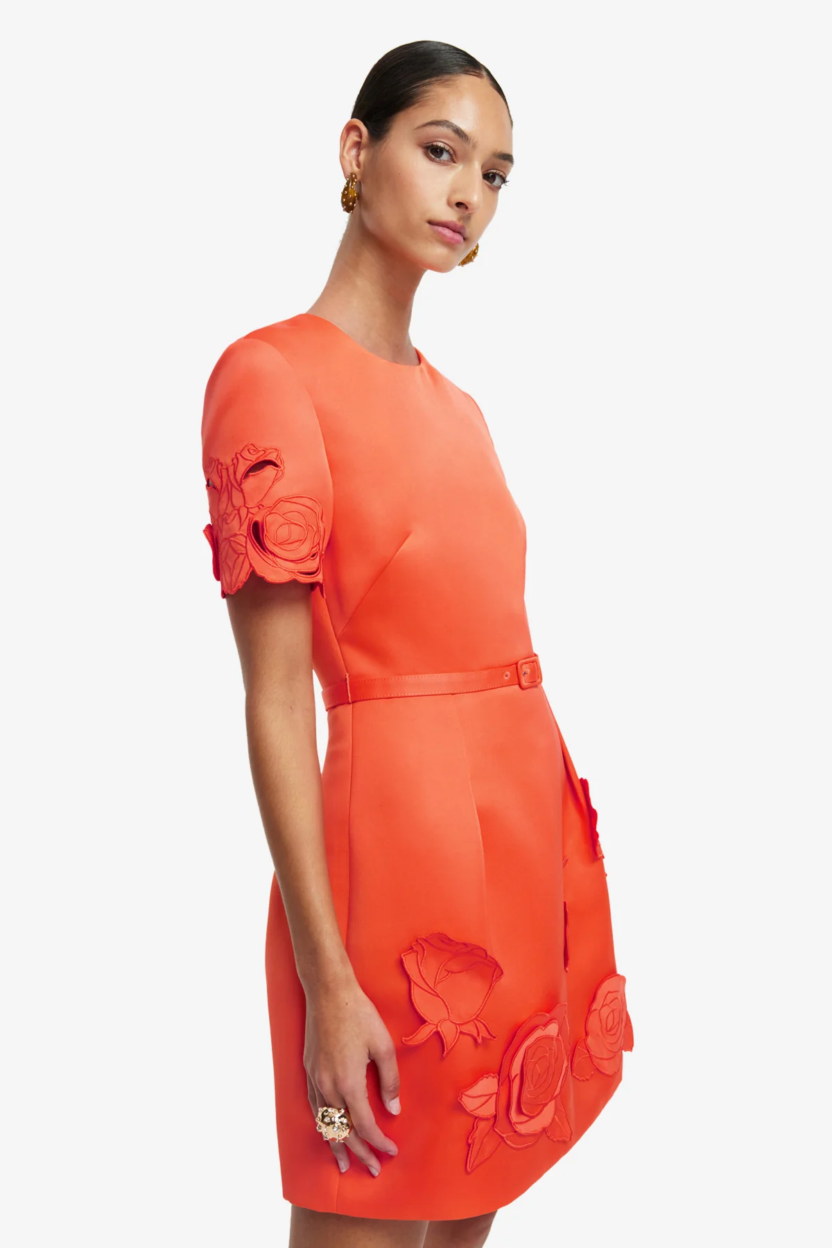 Aurelie Appliqué Short Sleeve Mini Dress - Saffron - Image 6