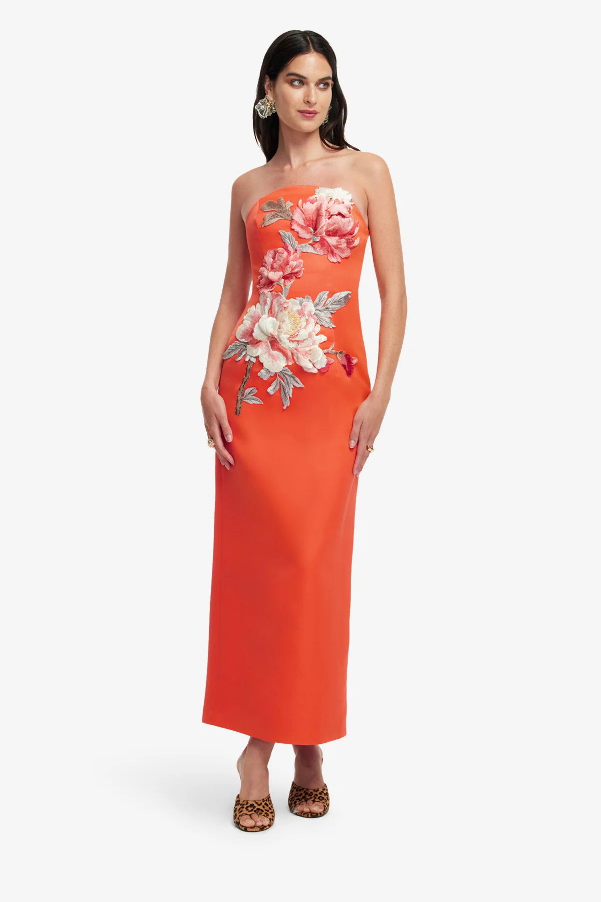 Ava Appliqué Floral Bustier Maxi Dress - Saffron - Image 3