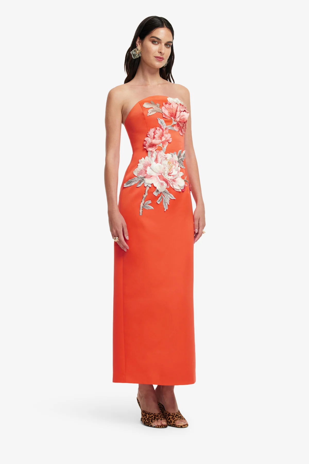 Ava Appliqué Floral Bustier Maxi Dress - Saffron - Image 4