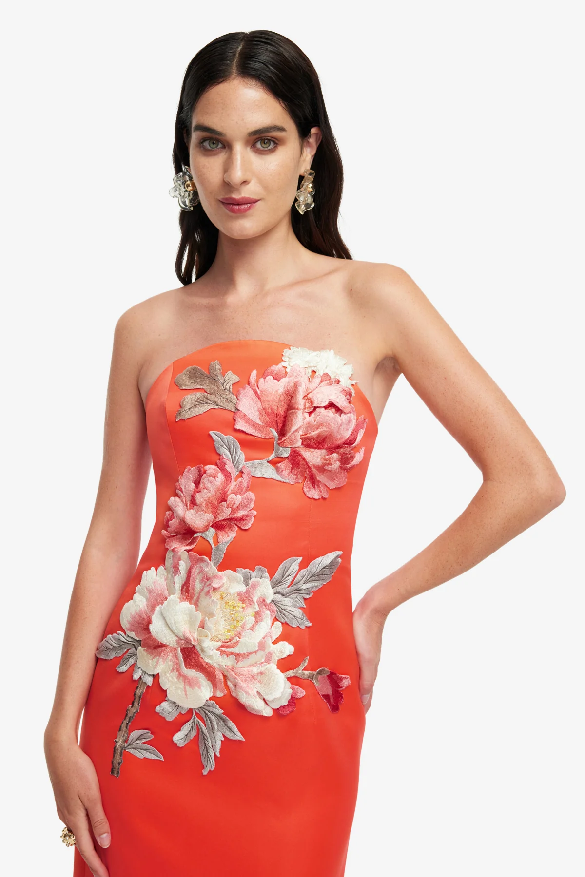 Ava Appliqué Floral Bustier Maxi Dress - Saffron - Image 6