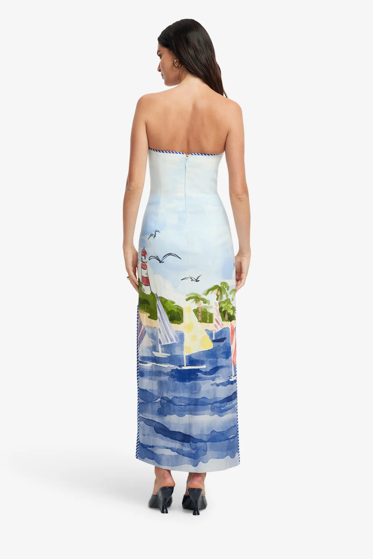 Ava Bustier Maxi Dress - Nautical Print - Image 5