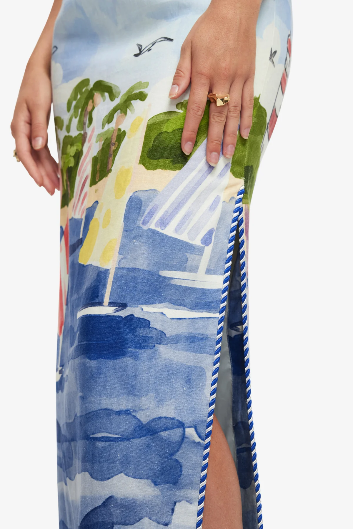 Ava Bustier Maxi Dress - Nautical Print - Image 6