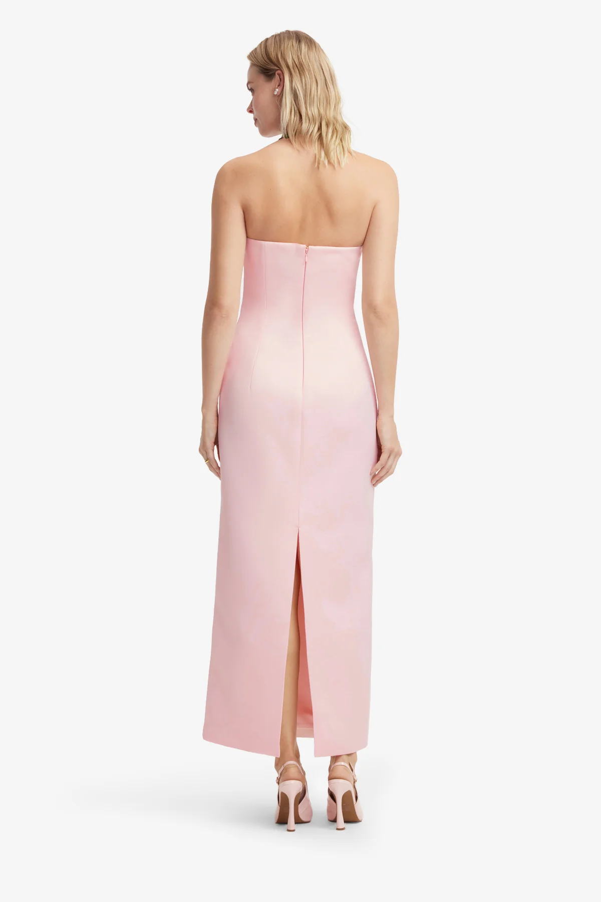 Ava Halterneck Appliqué Floral Bustier Maxi Dress - Vine Print in Pink - Image 5