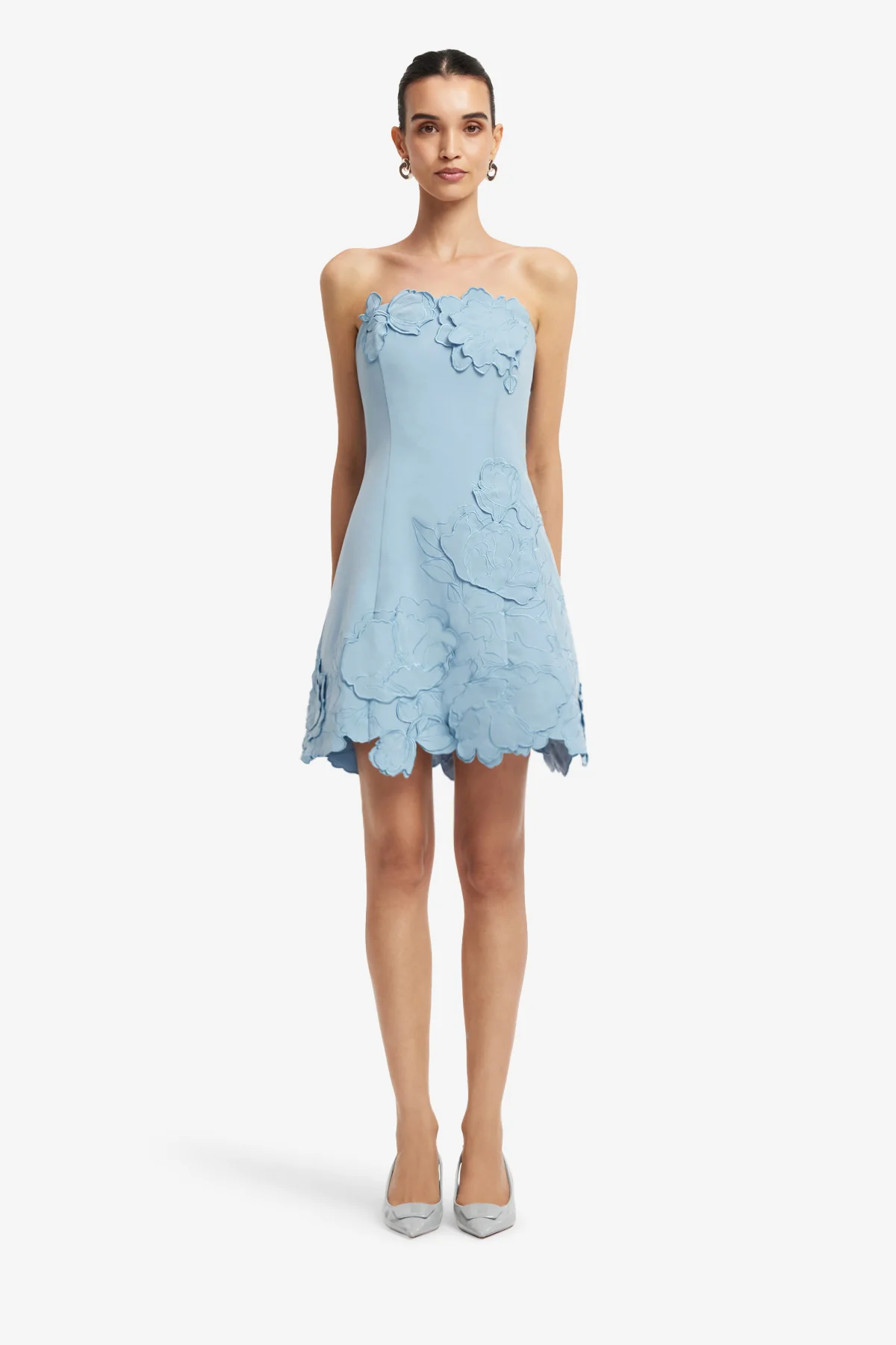 Ayla Appliqué Bustier Mini Dress - Baby Blue - Image 2