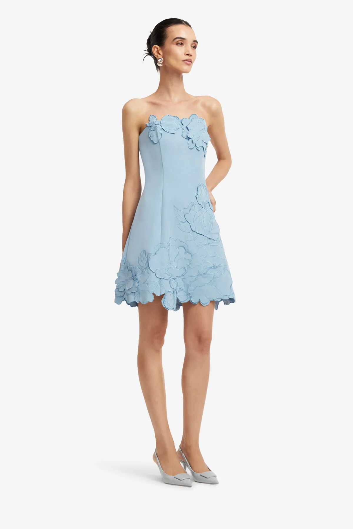Ayla Appliqué Bustier Mini Dress - Baby Blue - Image 4