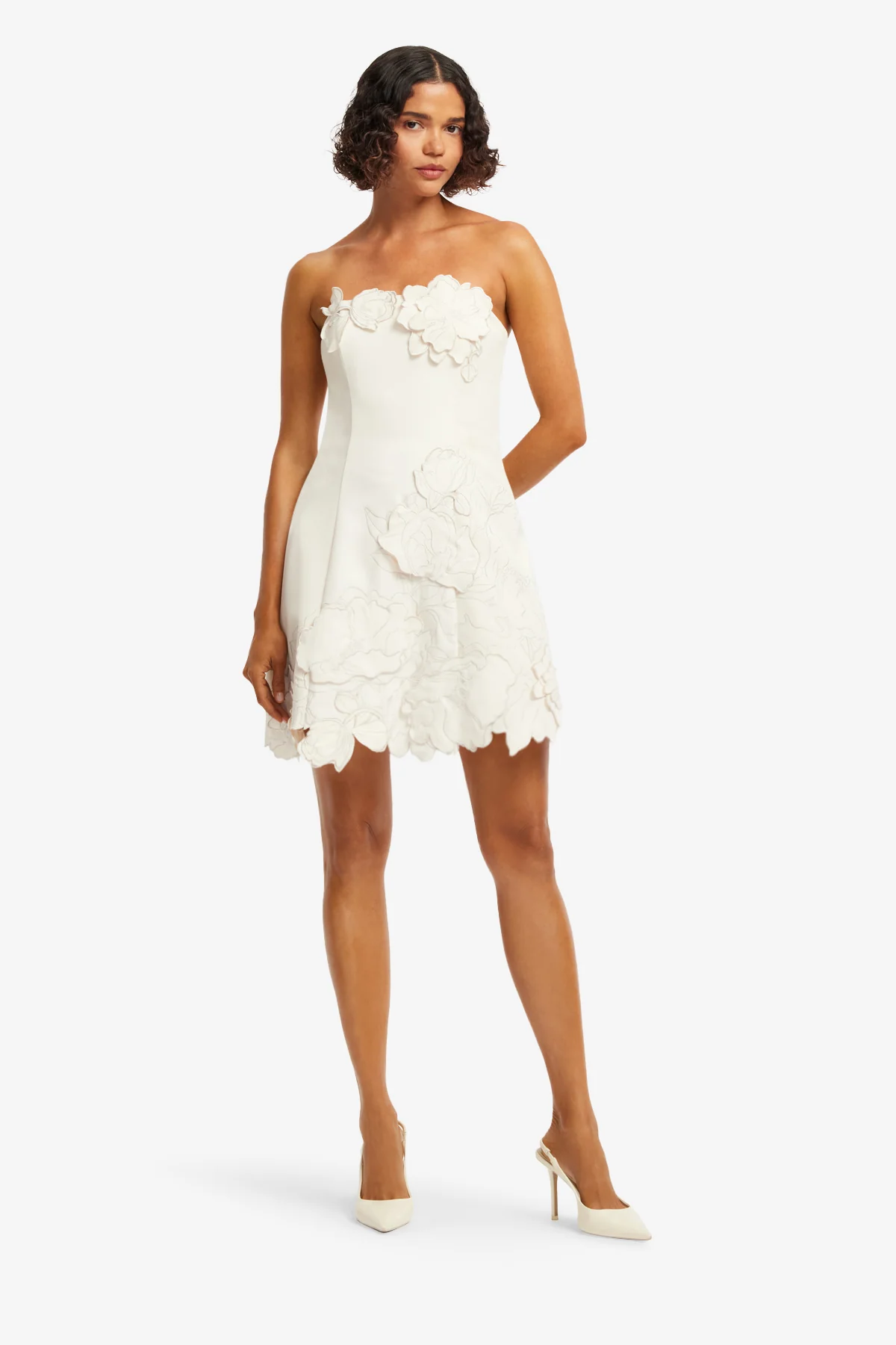Ayla Appliqué Bustier Mini Dress - Vanilla - Image 3