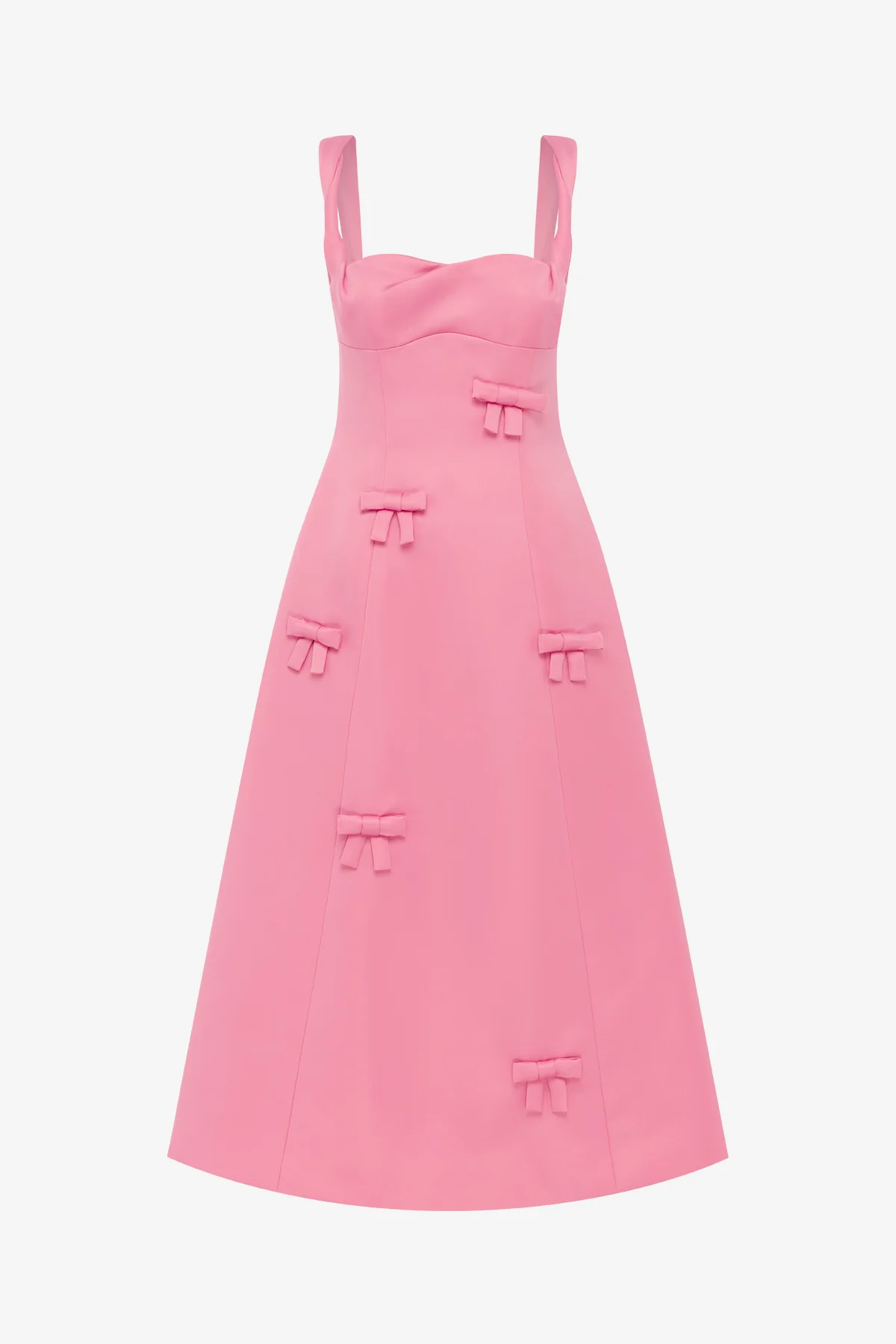 Beatrice Bow Midi Dress - Fuchsia