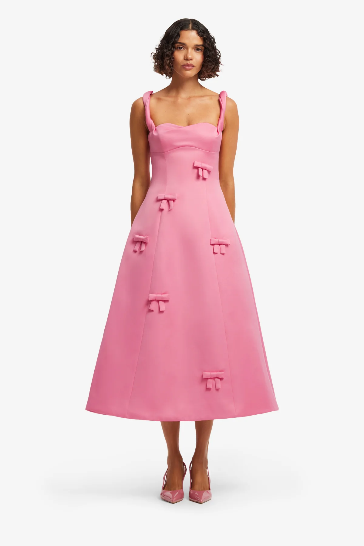 Beatrice Bow Midi Dress - Fuchsia - Image 2