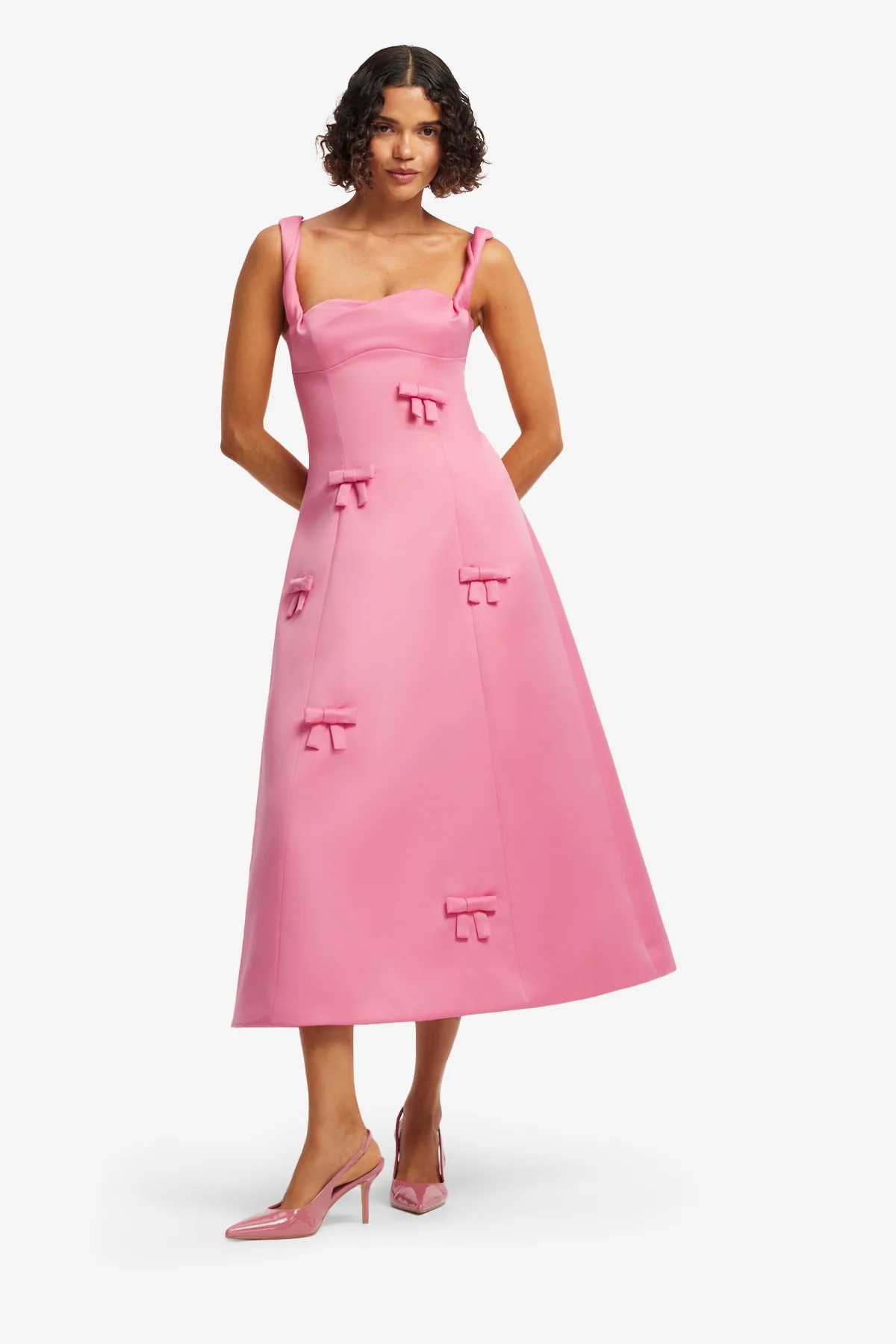 Beatrice Bow Midi Dress - Fuchsia - Image 3