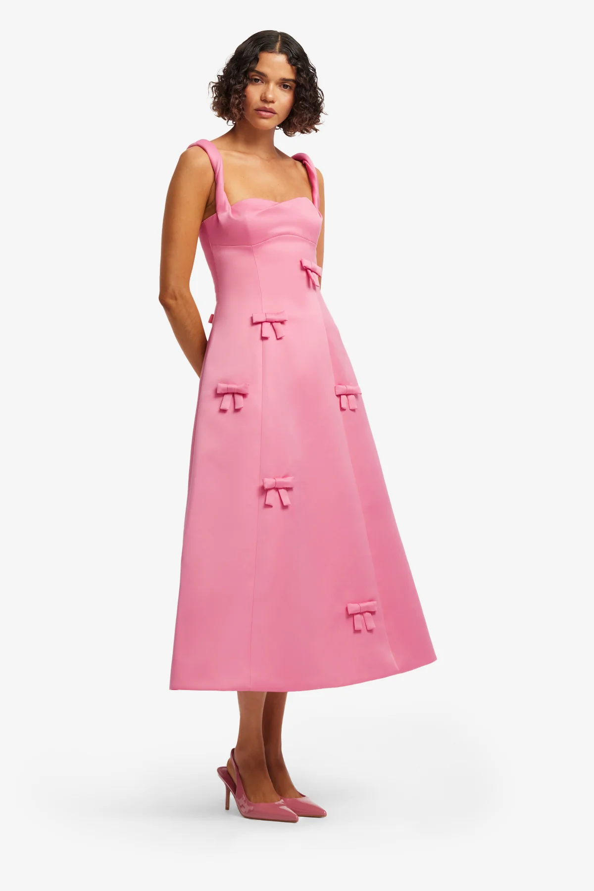 Beatrice Bow Midi Dress - Fuchsia - Image 4
