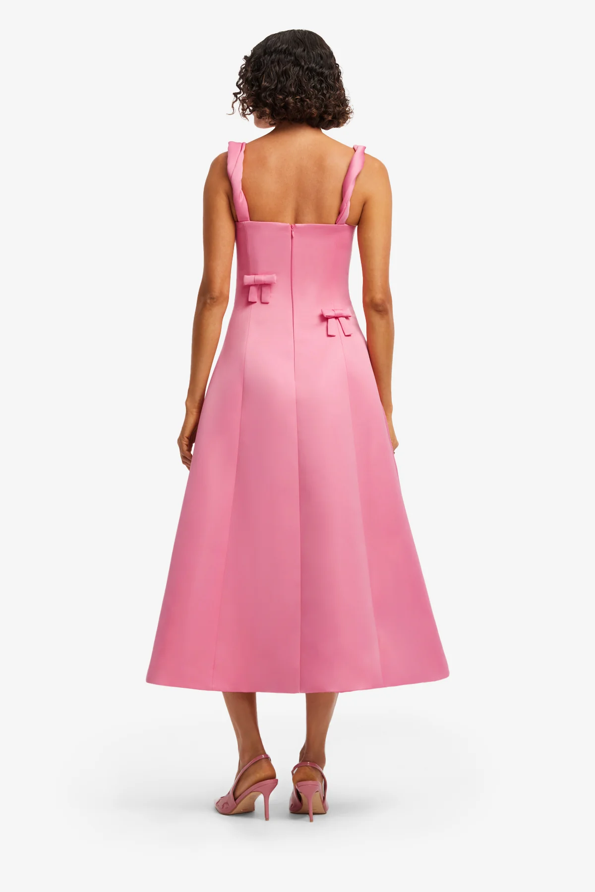 Beatrice Bow Midi Dress - Fuchsia - Image 5