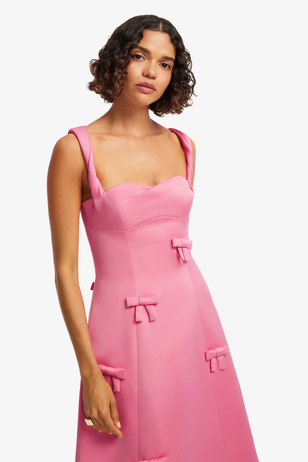 Beatrice Bow Midi Dress - Fuchsia - Image 6