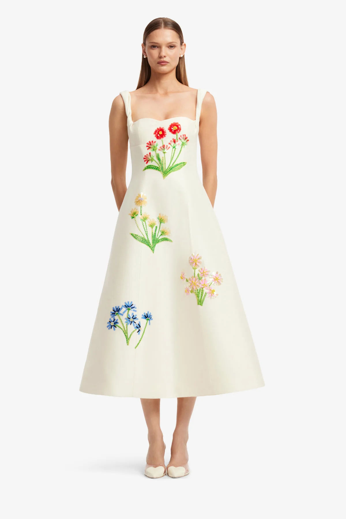Beatrice Embellished Wool Midi Dress - Wildflower - Image 2