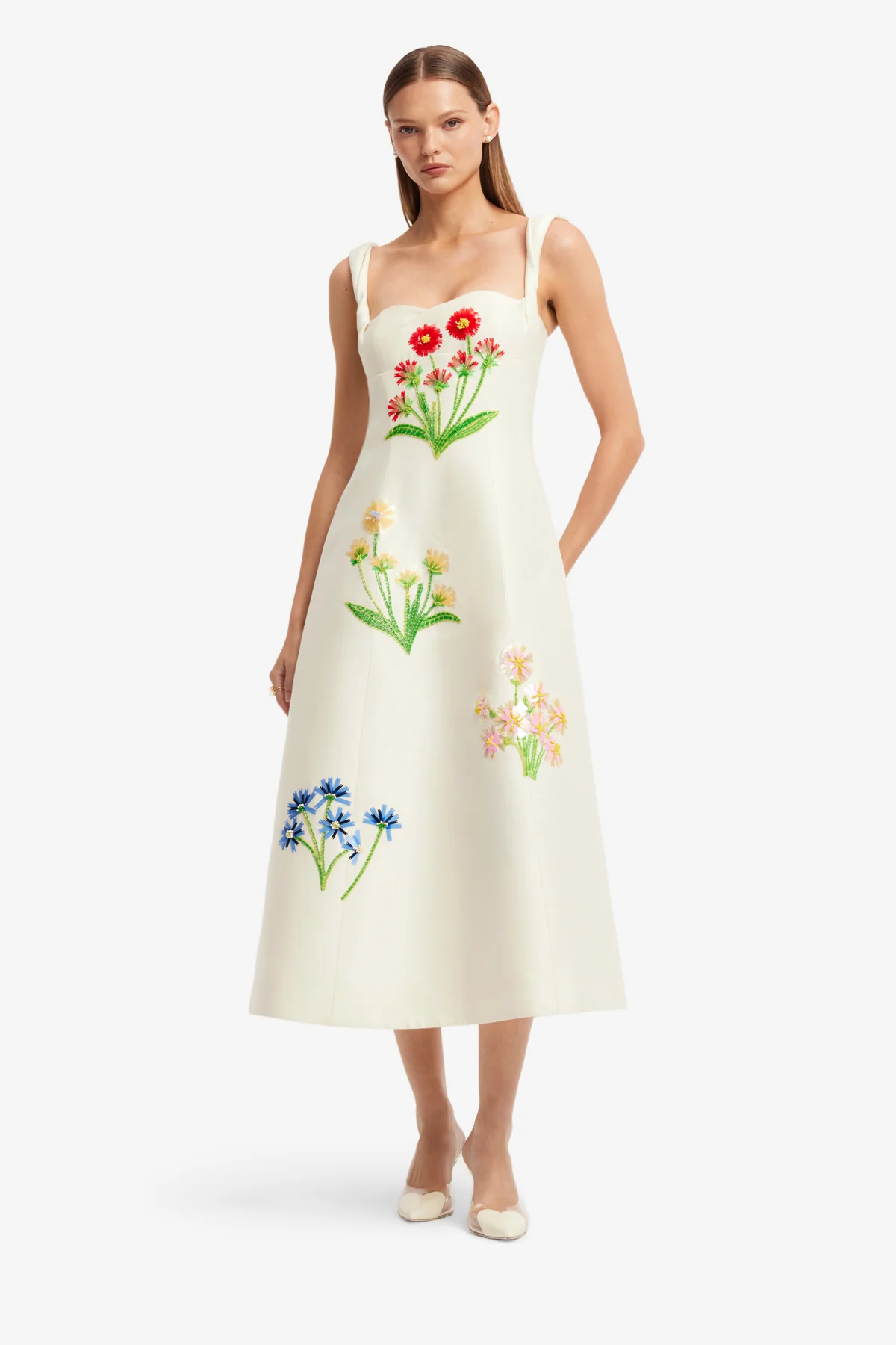 Beatrice Embellished Wool Midi Dress - Wildflower - Image 3